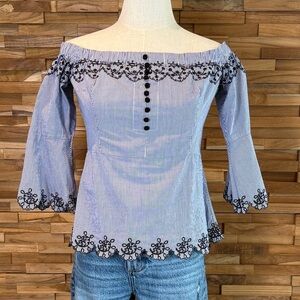 YYIGAL | Embroidered Cold-Shoulder Top | 3/4 Sleeve | S